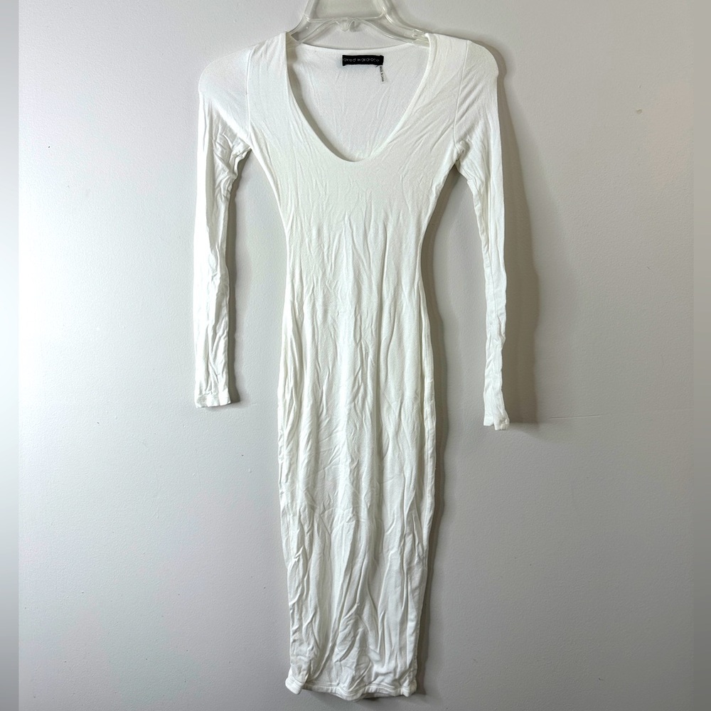 Naked Wardrobe Long Sleeve White Dress